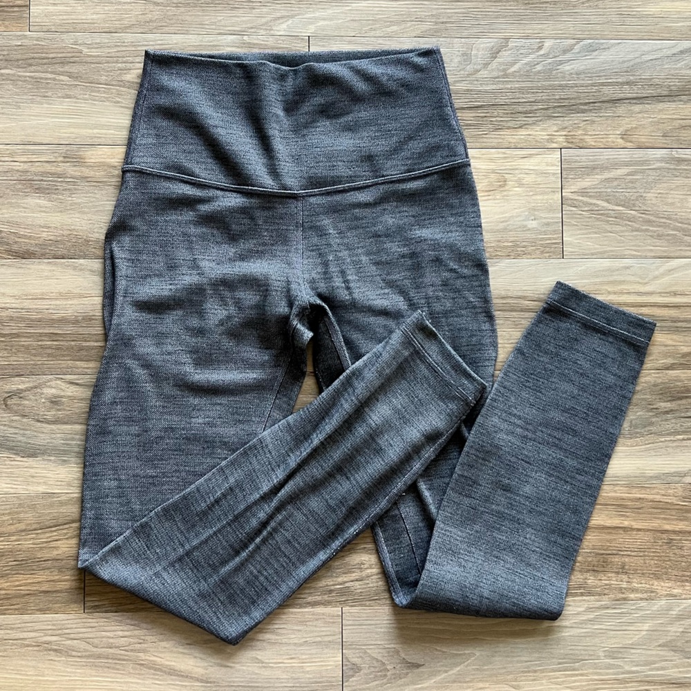 Lululemon 25” Herringbone Heathered Align Leggings Tights Size 4 Gray Spacedye